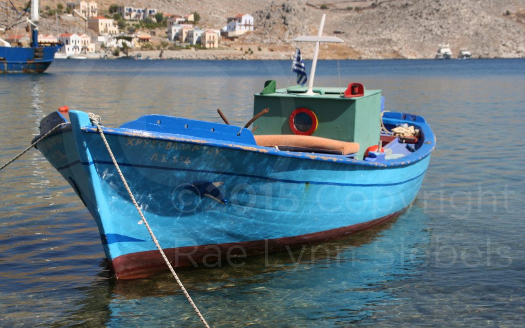 photo of ablue greek boat