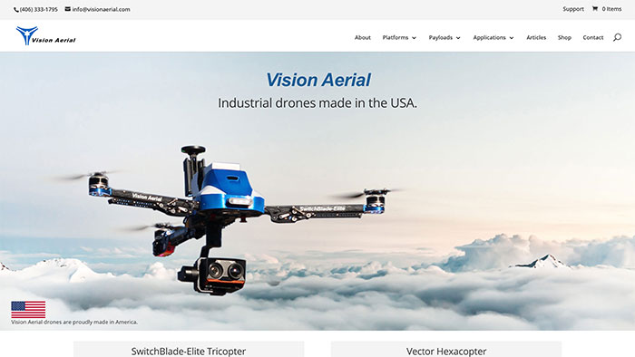 vision aerial website homepage screenshot