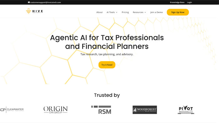 Hive Tax AI homepage